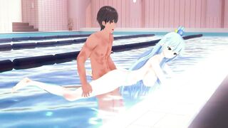Konosuba - Aqua paizuri and sex with a creampie - 4 image
