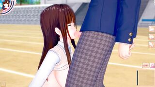 [Eroge Koikatsu! ] Brown hair long huge breasts jk "Chizuru" and boobs rubbed sex 3DCG hentai video - 5 image