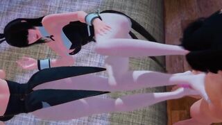 Hentai Bunnies give Foot job in Threesome Foot job - 4 image