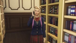 Blonde Teen Girl Having Fun With Old Librarian (The Sims 4/ 3D Hentai) - 2 image