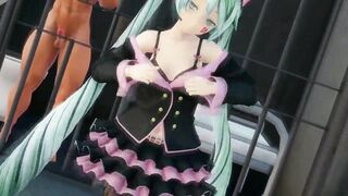 HENTAI MIKU DANCE MMD 3D JAIL BLOW JOB SEX TWO OTOKO MASK SMIXIX COLOR EDIT - 2 image