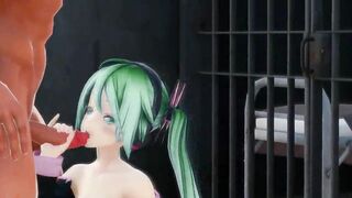 HENTAI MIKU DANCE MMD 3D JAIL BLOW JOB SEX TWO OTOKO MASK SMIXIX COLOR EDIT - 3 image