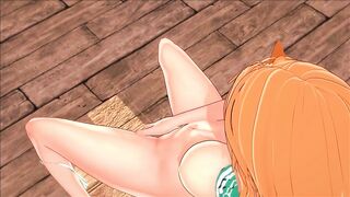 The cute pirate Nami fingers her pussy in a bar - One Piece Hentai. - 8 image