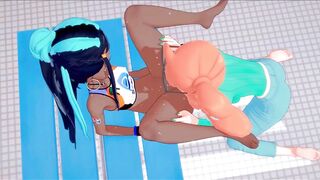 Sonia licks pussy before fucking Nessa with a strapon. Pokemon Hentai. - 3 image