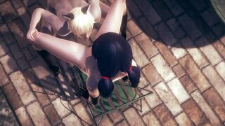 Ladybug Hentai 3D - Cunnilingus and Fucked through the wall by Cat Noir in a park - Japanese Asian Manga Anime Game Porn - 2 image