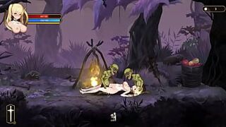 Pretty blonde has sex with goblins man in new hentai porn game - 1 image