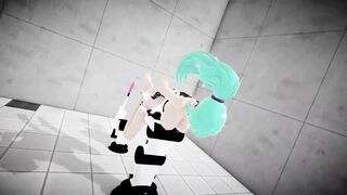 MACHINE BONDAGE HENTAI GIRL MMD 3D BIG BOOBS NUDE PONYTAIL CLEAR BLUE HAIR COLOR EDIT SMIXIX - 10 image
