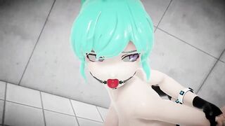 MACHINE BONDAGE HENTAI GIRL MMD 3D BIG BOOBS NUDE PONYTAIL CLEAR BLUE HAIR COLOR EDIT SMIXIX - 7 image