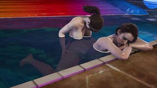 Lesbian-futa Claire Redfield x Jill Valentine Perfect body at the pool