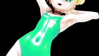 HENTAI MMD ALICIA BASS KNIGHT DANCE 3D BLONDE GIRL SOFT GREEN SUIT COLOR EDIT SMIXIX - 3 image