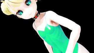 HENTAI MMD ALICIA BASS KNIGHT DANCE 3D BLONDE GIRL SOFT GREEN SUIT COLOR EDIT SMIXIX - 7 image