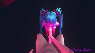 Vocaloid Hentai 3D - POV Miku Blowjob in a Striptease Club - 1 image