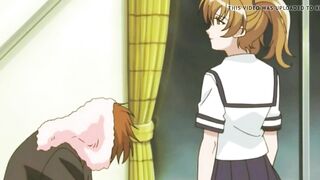 Anime classmate slides big cock between milk-filled tits - 3 image
