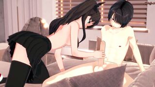 Tohsaka Rin does 69 before riding cock on the sofa - Fate/Stay Night Hentai. - 2 image