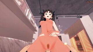 Tohsaka Rin does 69 before riding cock on the sofa - Fate/Stay Night Hentai. - 8 image