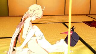 Genshin Impact Hentai - Sara blowbjob and is fucked by Aether - Japanese asian manga anime game porn - 10 image