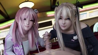 DOA - Honoka & Marie Rose Blowjob With Cum (Sound) - 4 image
