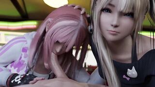 DOA - Honoka & Marie Rose Blowjob With Cum (Sound) - 9 image