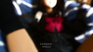 Slut girl sexdoll masturbates with a sausage and makes a video when she squirts - 9 image