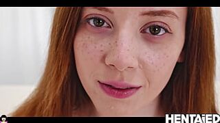 REAL LIFE HENTAI - Sweet petite Red head deep vagina & Bukkake - Lottie Magne - 1 image