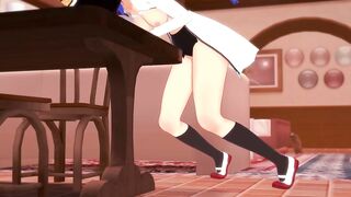 Roxy rubbing on the corner of the table: Mushoku Tensei Hentai Parody - 6 image