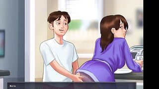 Risk of my teen stepsister catch us in the kitchen makes my stepmom horny. Morning quickie - Summertime Saga - Debbie 4 - 9 image