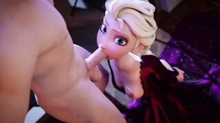 Hentai 3D Anime HORNY FROZEN Elsa Sucks Blowjob Deepthroat until CREAMPIE and Swallow - 1 image