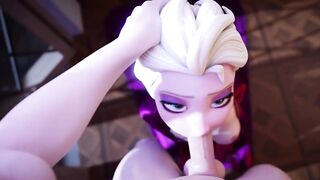 Hentai 3D Anime HORNY FROZEN Elsa Sucks Blowjob Deepthroat until CREAMPIE and Swallow - 10 image