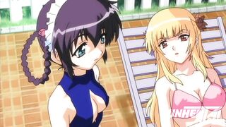 Futanari Lesbian Threesome At Pool Party! Hentai - 8 image