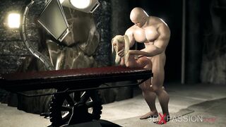 Teen blonde sex slave gets fucked by a big monster in the dark dungeon - 8 image