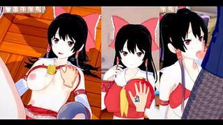 [Eroge Koikatsu! ] Touhou Reimu Hakurei rubs her boobs H! 3DCG Big Breasts Anime Video (Touhou Project) [Hentai Game] - 1 image