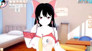 [Eroge Koikatsu! ] Touhou Reimu Hakurei rubs her boobs H! 3DCG Big Breasts Anime Video (Touhou Project) [Hentai Game] - 2 image