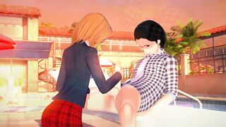 Teen with pointy nipples fucked in a swimming pool Hentai