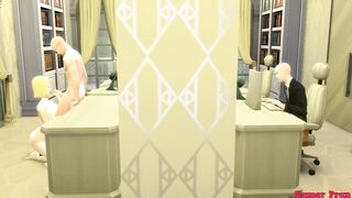 Slave Maids Episode 8 Nro 18 Beautiful Wife Fucked by Her Husband's Boss in Front of Him Because He is a Silly Cuckold Dragon Ball Hentai - 3 image