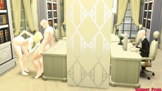 Slave Maids Episode 8 Nro 18 Beautiful Wife Fucked by Her Husband's Boss in Front of Him Because He is a Silly Cuckold Dragon Ball Hentai - 4 image