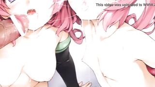 Anime Hentai Girls Giving Blowjobs and Titfucks - Try not to cum! - 5 image