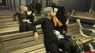 Catholic Fathers a. and Fuck the New Innocent Nuns in the Temple 3D Porn Hentai - 2 image