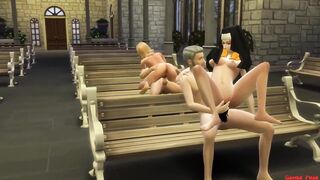 Catholic Fathers a. and Fuck the New Innocent Nuns in the Temple 3D Porn Hentai - 6 image