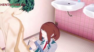 Boku No Hero Acadeemia Hentai - Midoriya Deku Handjob, Blowjob and fucks Ochako Uraraka - 3 image