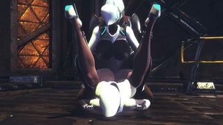 Din Djarin having fun with 2 Haydee Robots : Starwars The Mandalorian & Haydee Crossover parody - 1 image