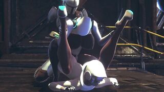 Din Djarin having fun with 2 Haydee Robots : Starwars The Mandalorian & Haydee Crossover parody - 4 image