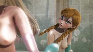 Disney FUTANARI THREESOME Anna Elsa and Rapunzel Group Sex TRANS Big DICK Orgy Double Penetration - 9 image