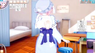 [Eroge Koikatsu! ] Touhou Saigyouji Yuyuko rubs her boobs H! 3DCG Big Breasts Anime Video (Touhou Project) [Hentai Game] - 3 image