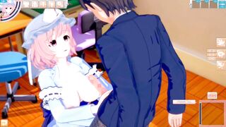 [Eroge Koikatsu! ] Touhou Saigyouji Yuyuko rubs her boobs H! 3DCG Big Breasts Anime Video (Touhou Project) [Hentai Game] - 4 image