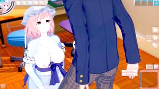 [Eroge Koikatsu! ] Touhou Saigyouji Yuyuko rubs her boobs H! 3DCG Big Breasts Anime Video (Touhou Project) [Hentai Game] - 5 image