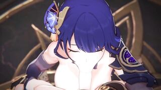 3D Compilation: Keqing Ganyu Threesome Raiden Shogun Blowjob Titjob Yae Miko Ningguang Uncensored - 3 image