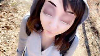 Pervert Stepsister pisses and sucks his cock in the woods - 3 image