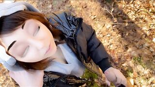 Pervert Stepsister pisses and sucks his cock in the woods - 6 image