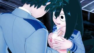 Deku fucks Tsuyu Asui, cums in her tight pussy, My Hero Academia hentai. Plus Ultra! - 2 image