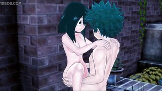 Deku fucks Tsuyu Asui, cums in her tight pussy, My Hero Academia hentai. Plus Ultra! - 6 image